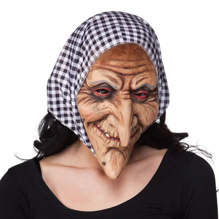 Halloween Latex Maske "Hexe" mit Kopftuch