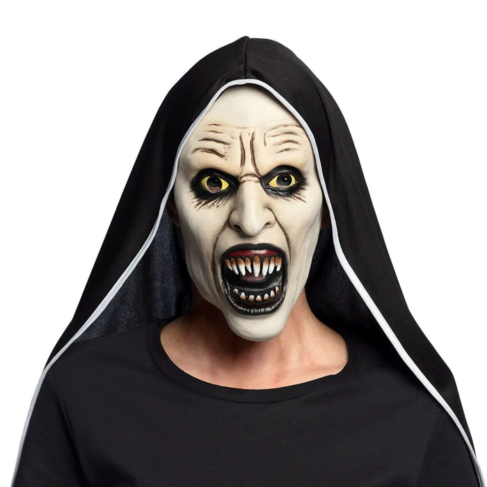 Halloween Latex Maske "Screaming nun" mit Nonnenhaube