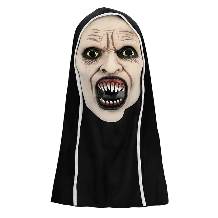 Halloween Latex Maske "Screaming nun" mit Nonnenhaube