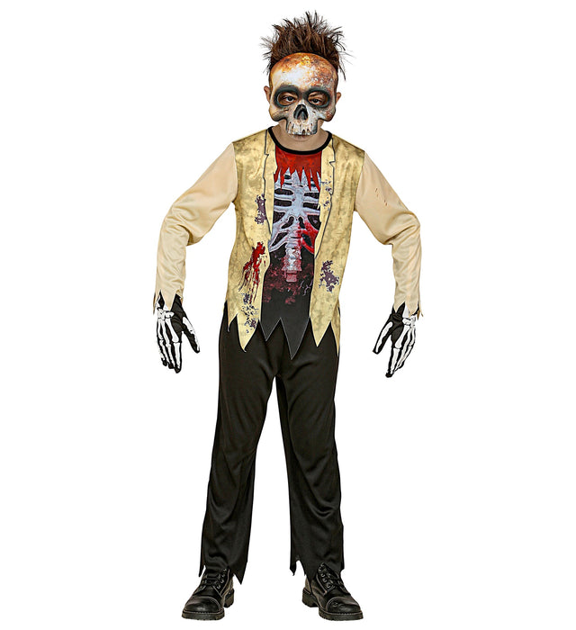 "Zombie Skelett" Halloween Kinderkostüm | Anzug mit Maske