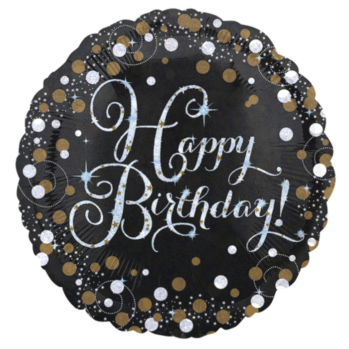 18"/Ø43cm Folienballon "Sparkling Gold" | Happy Birthday