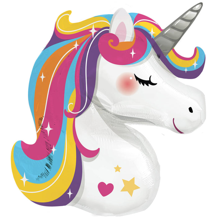 Shape Folienballon "Bright Rainbow Unicorn" | 70x78 cm