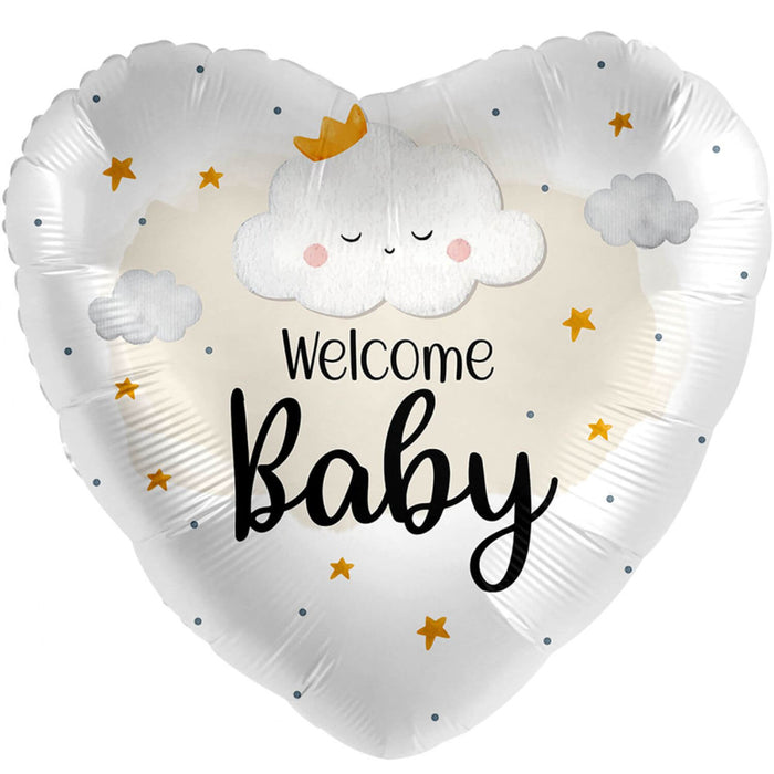 ABC18 Herz Folienballon Ø 43cm "Welcome Baby"