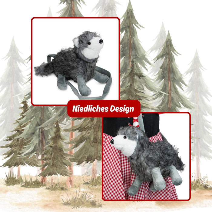 Kuschelige Wolf Handtasche | 30x40x13cm - Grau