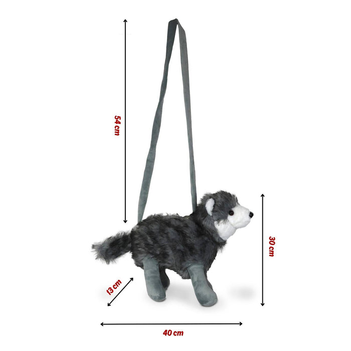 Kuschelige Wolf Handtasche | 30x40x13cm - Grau