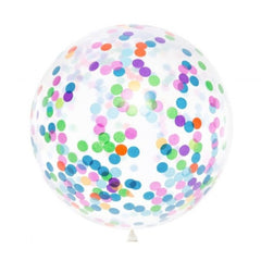1 Stk. Luftballon Ø100cm | Transparent mit buntem Konfetti