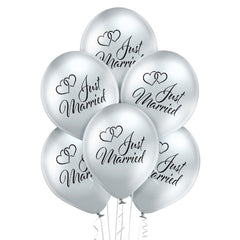 Luftballon Ø30cm "Just Married" | 6 Stk. - Glossy