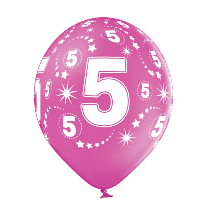 Luftballon Ø30cm Geburtstag #5 | 6 Stk. Bunt