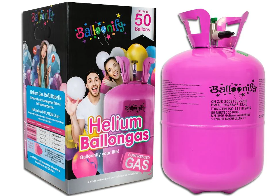feiermeier Helium-Set Einwegflasche 0,40 m³  + 25 bunte Premium-Ballons (Ø 30 cm)