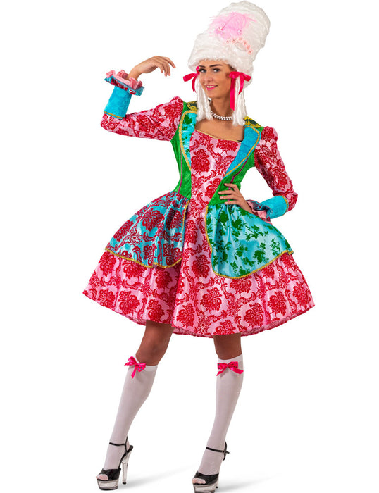 Barock Kostüm "Catarina" für Damen - Türkis Pink  | Kurzes Kleid