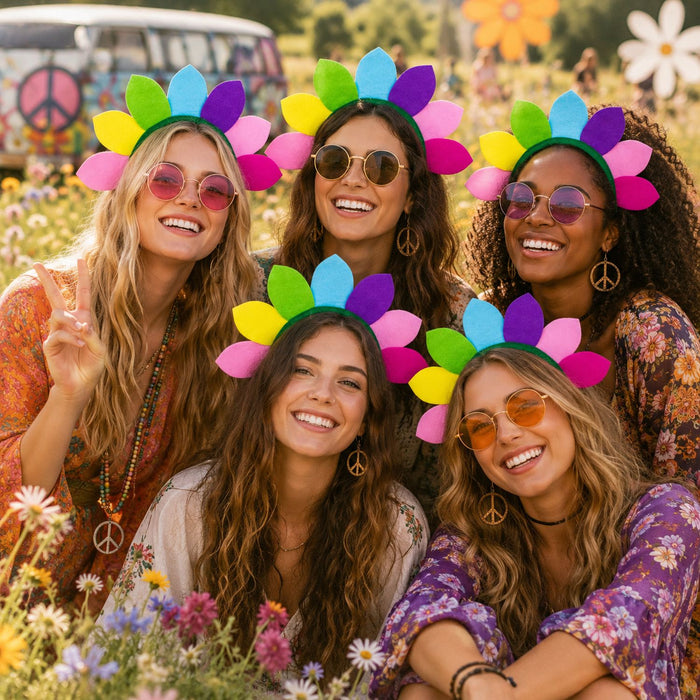 Haarreif mit bunten Blüten zum Blumen Kostüm | Regenbogen
