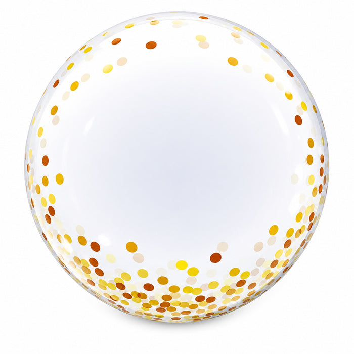 Bubble Ballon Ø 61 cm 24" | 1 Stk. Transparent Gold Confetti Dots