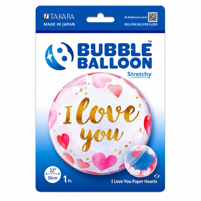 Bubble Ballon Ø 56 cm 22" | 1 Stk. Transparent I love you Herzen
