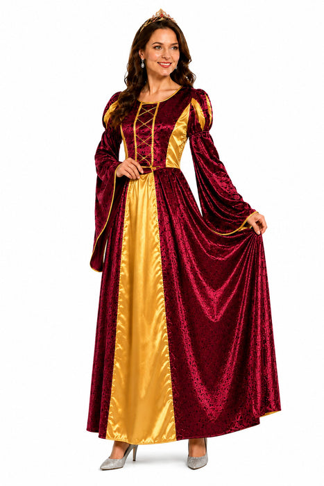 Burgfräulein Kostüm "Prinzessin Helena" für Damen | Rot Gold