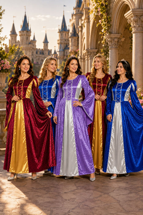Burgfräulein Kostüm "Prinzessin Helena" für Damen | Rot Gold