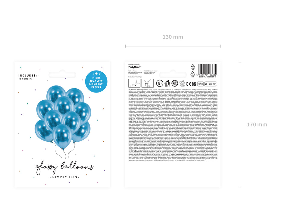 10 Stk. Luftballon Ø30cm "Uni Glossy" | Blau