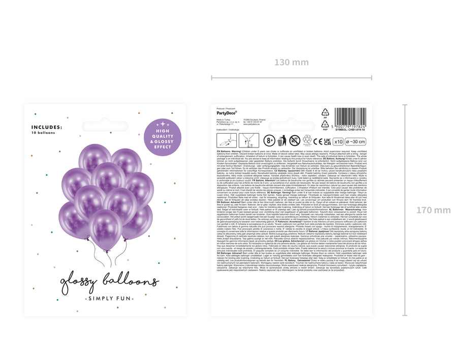 10 Stk. Luftballon Ø30cm "Uni Glossy" | Lila
