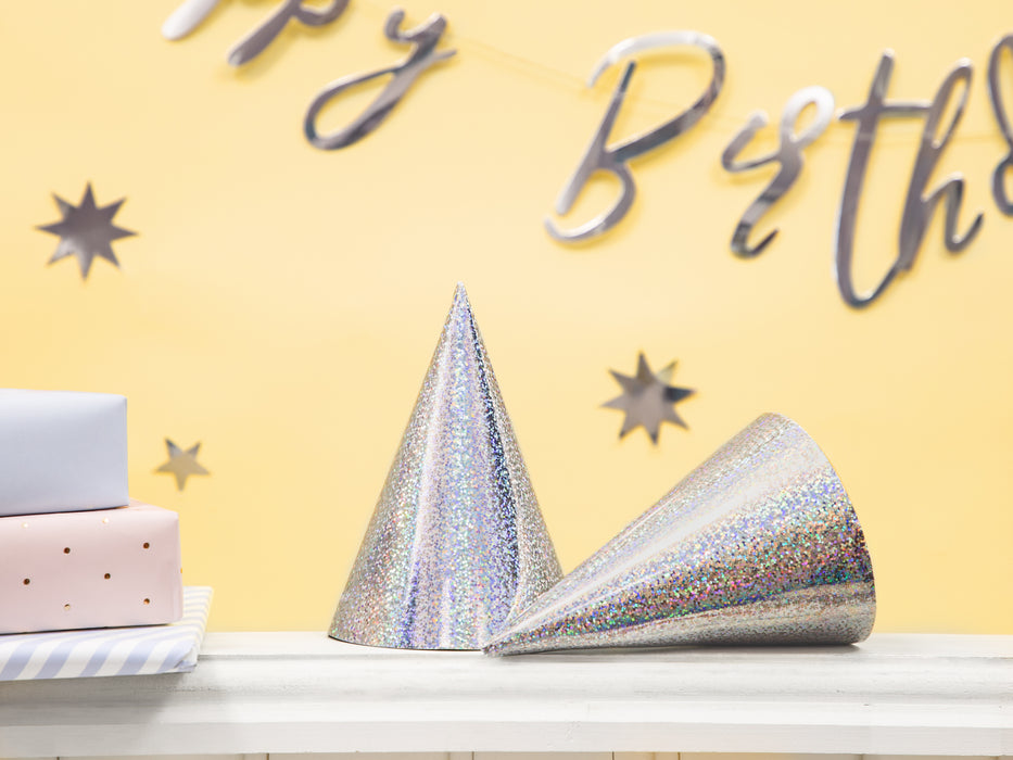 PartyHut Holographic Silber 6Stk.
