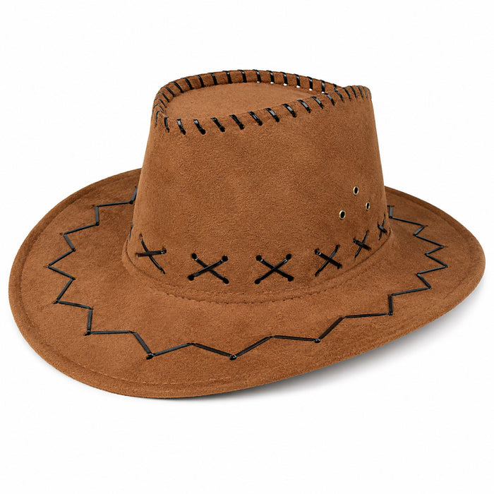 Kinder Cowboyhut mit Ziernähten | Braun