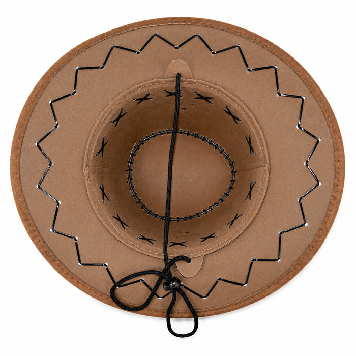 Kinder Cowboyhut mit Ziernähten | Braun