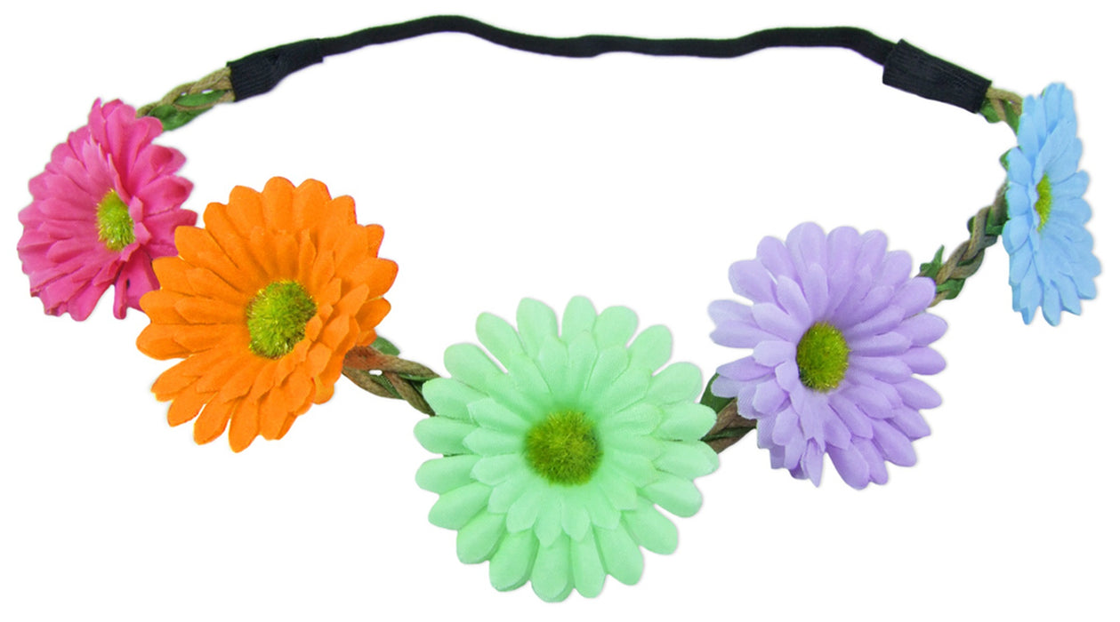 Hippie Set 3-tlg. - Margeriten Haarband Peace Kette Lennon Brille | Blau