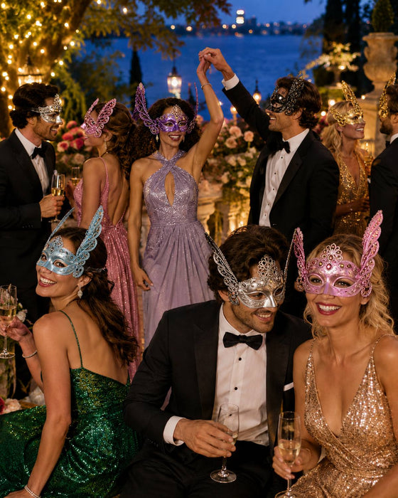 Augenmaske Florenz Gold mit Pailletten für Karneval & Maskenball