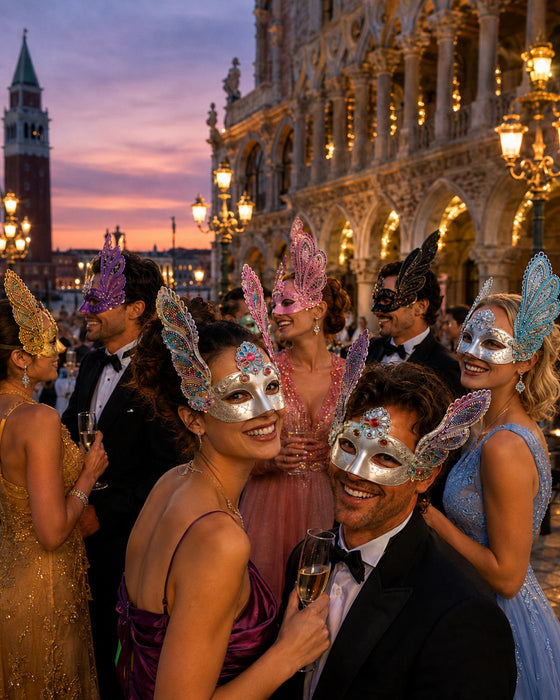 Augenmaske Florenz Schwarz mit Pailletten für Karneval & Maskenball