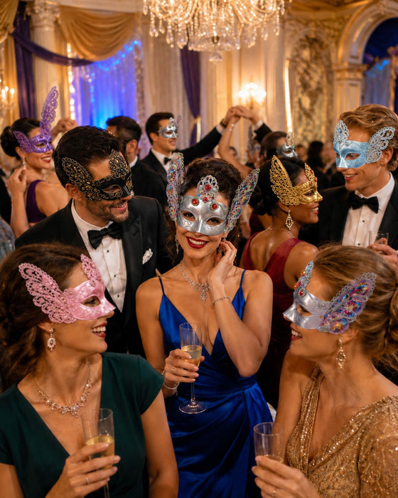 Augenmaske Florenz Gold mit Pailletten für Karneval & Maskenball