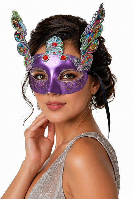 Augenmaske Florenz Lila mit Pailletten für Karneval & Maskenball