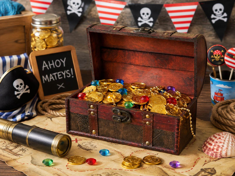 Schatzkiste Holz Piratentruhe Geschenkbox Aufbewahrungsbox | 24x16x12 cm