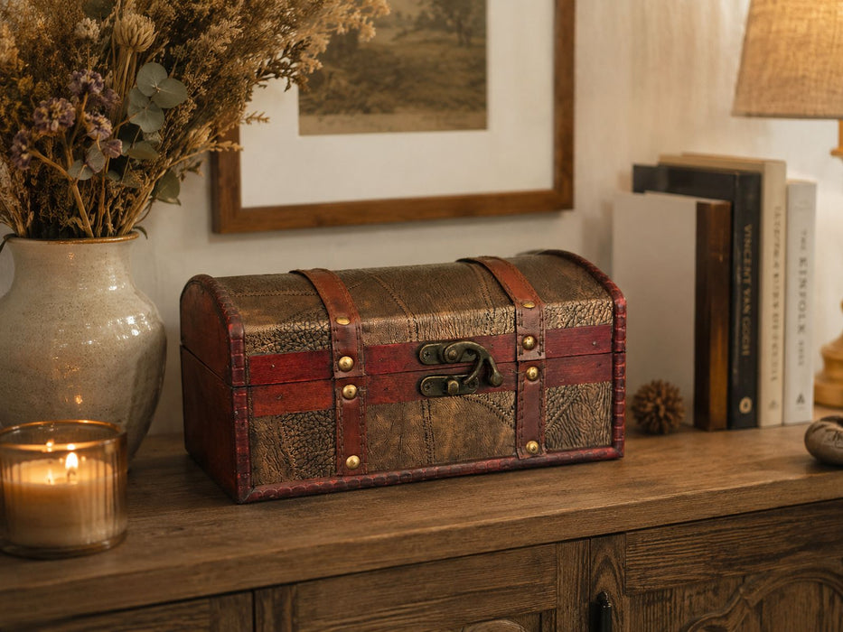Schatzkiste Holz Piratentruhe Geschenkbox Aufbewahrungsbox | 24x16x12 cm
