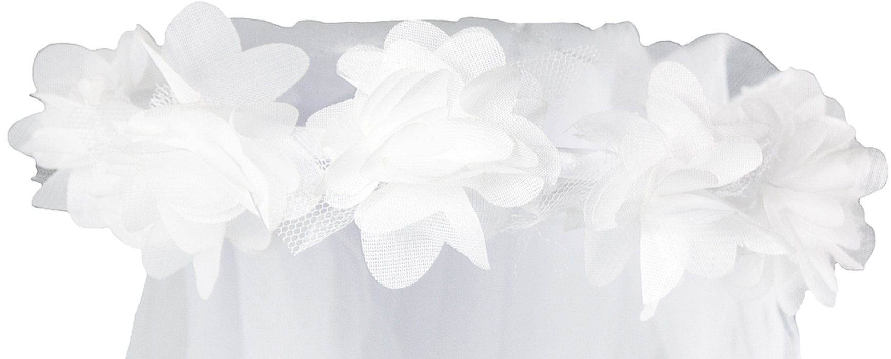 Brautschleier Haarkranz Ariane mit Blüten - Weiß