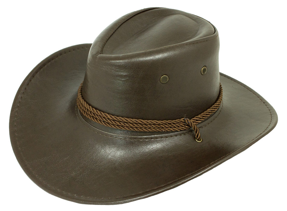 Cowboyhut John im Lederlook zum Western Kostüm - Braun