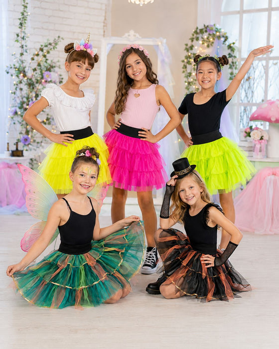 Fantasie Kostüm Petticoat Tüllrock für Mädchen - Neon Gelb