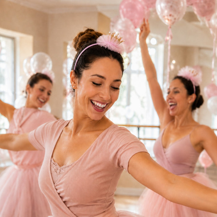 Prinzessin Glitzer Krone mit Perlen und Rüschen | Haarreif Rosa
