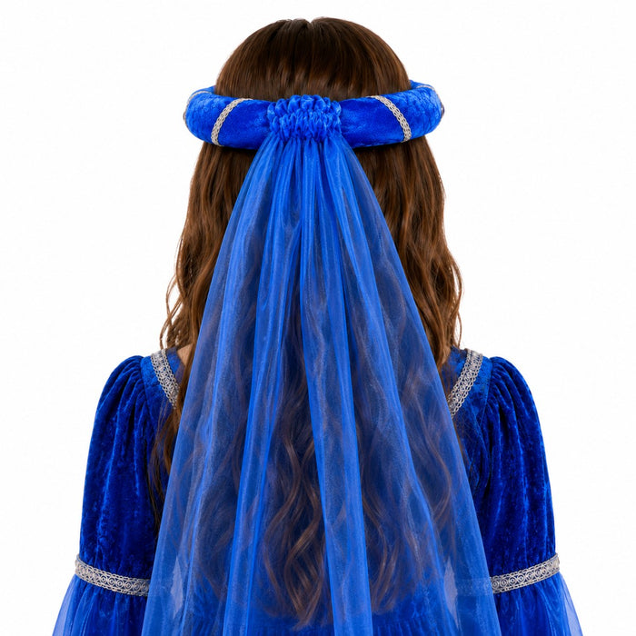 Mittelalter Haarband "Rosalin" mit Schleier für Mädchen | Blau