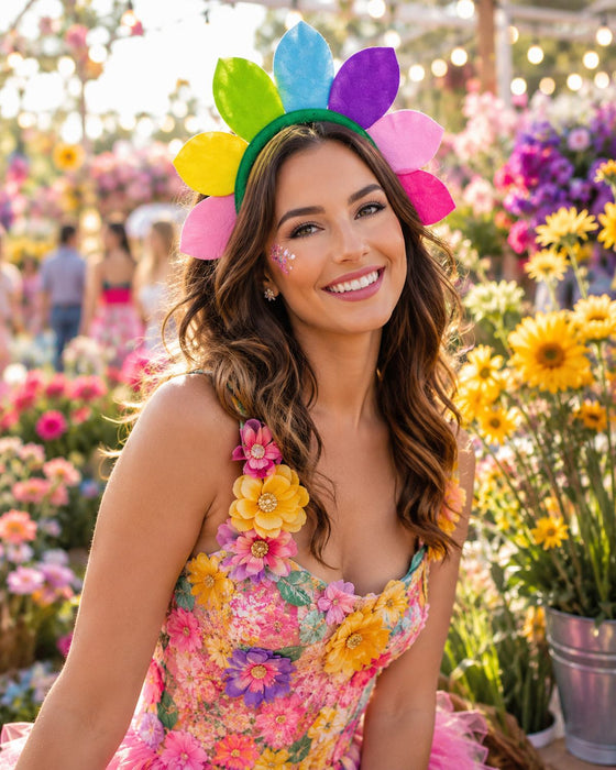 Bunter Blüten Haarreif zum Blumen Kostüm | Party Zubehör Clown