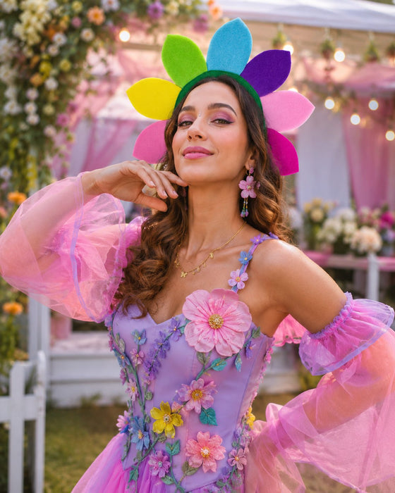Bunter Blüten Haarreif zum Blumen Kostüm | Party Zubehör Clown