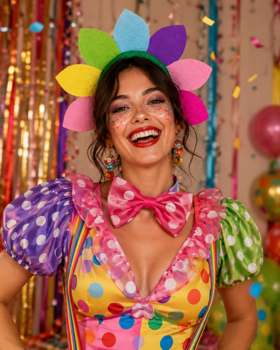 Bunter Blüten Haarreif zum Blumen Kostüm | Party Zubehör Clown