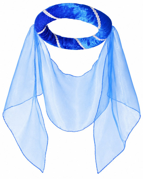 Mittelalter Haarband „Helena“ für Damen | Blau Silber mit Schleier