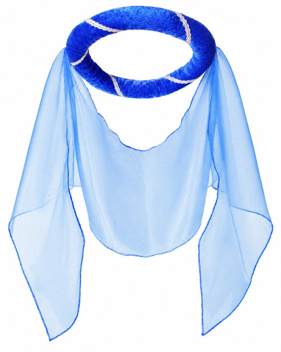 Mittelalter Haarband „Helena“ für Mädchen | Blau-Silber mit Schleier