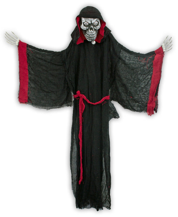 Halloween Dekoration Vampir mit Totenkopf animiert 155 cm | Standfigur mit Licht & Sound