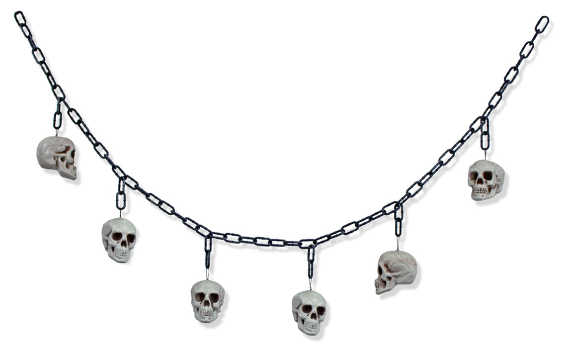 XL Totenkopf Girlande 177 cm  Halloween Deko mit 6 Schädeln