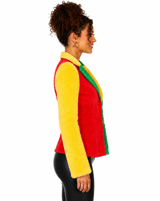 Hippie Jacke Grace in Plüsch-Optik für Damen - Mehrfarbig