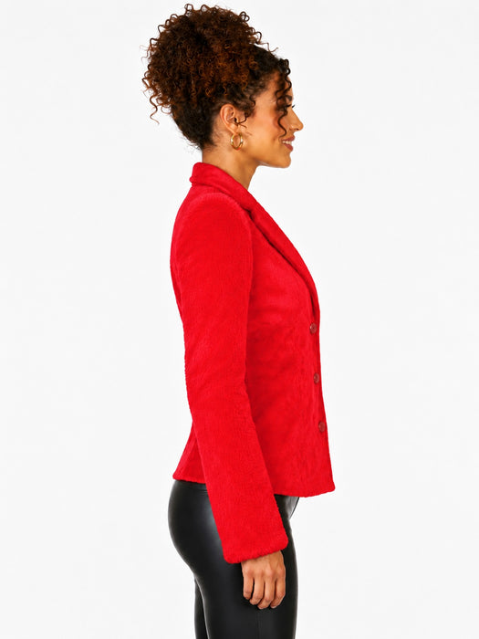 Hippie Jacke Grace in Plüsch-Optik für Damen - Rot