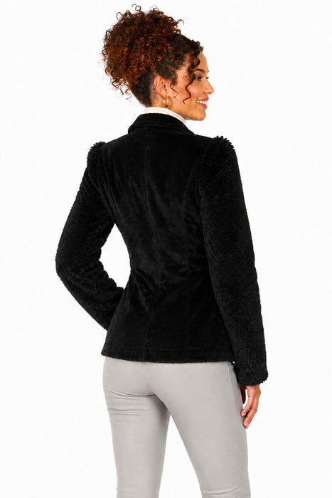 Hippie Jacke Grace in Plüsch-Optik für Damen | Schwarz
