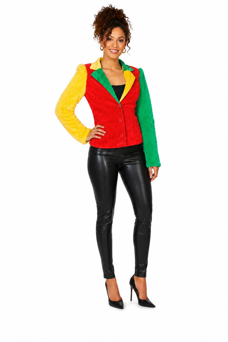 Hippie Jacke Grace in Plüsch-Optik für Damen - Mehrfarbig