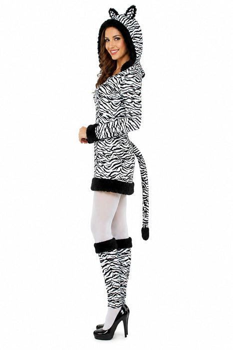 Zebra Tierkostüm für Damen | Kleid mit Stulpen