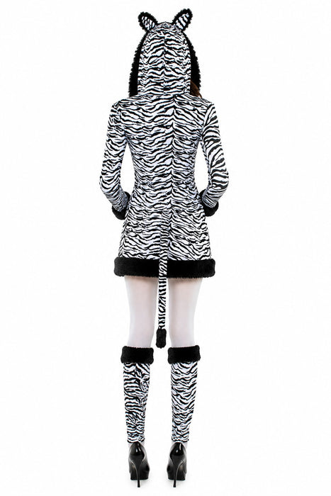 Zebra Tierkostüm für Damen | Kleid mit Stulpen