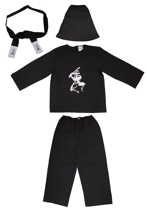Ninja Kostüm Kinder 4-tlg.  Samurai Verkleidung Schwarz